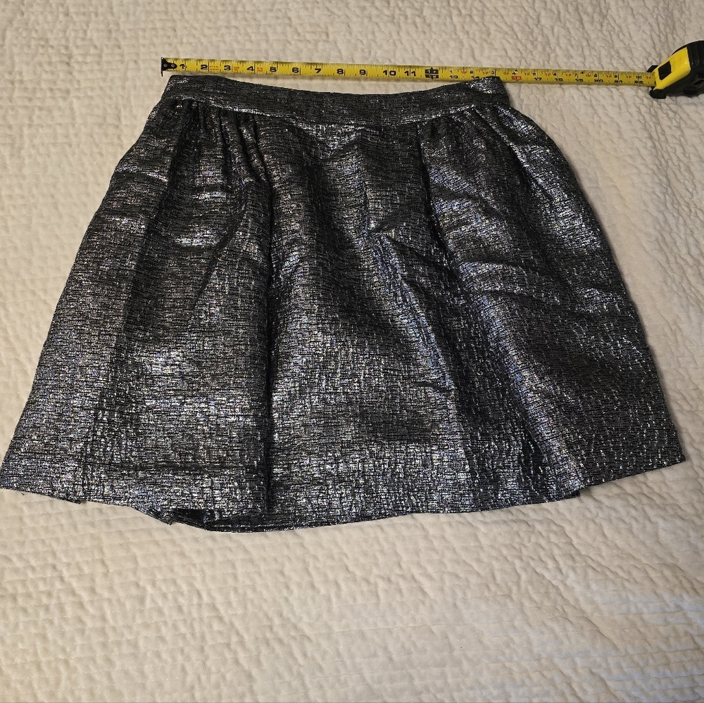 Kate Spade Shimmering Silver/Black Full Skirt